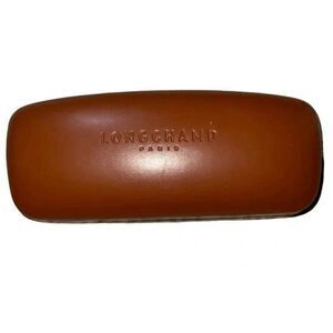 Longchamp Paris Sun/Glasses case brown leather hard clamshell